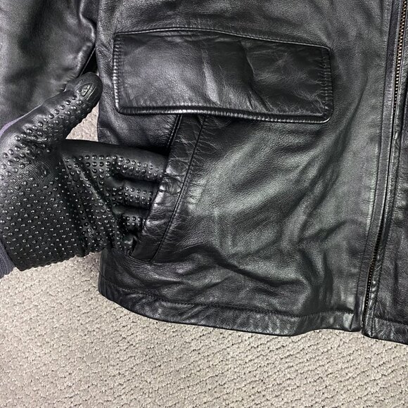 Vintage Wilsons M Julilan Leather Jacket Men's Small Black Full Zip Up Liner - Picture 3 of 15